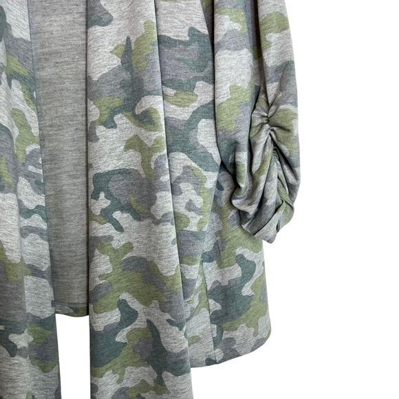 Susan Graver Lifestyle Womens Open Front Cardigan Size 3XP Gray Camo Jersey Knit - Picture 3 of 6